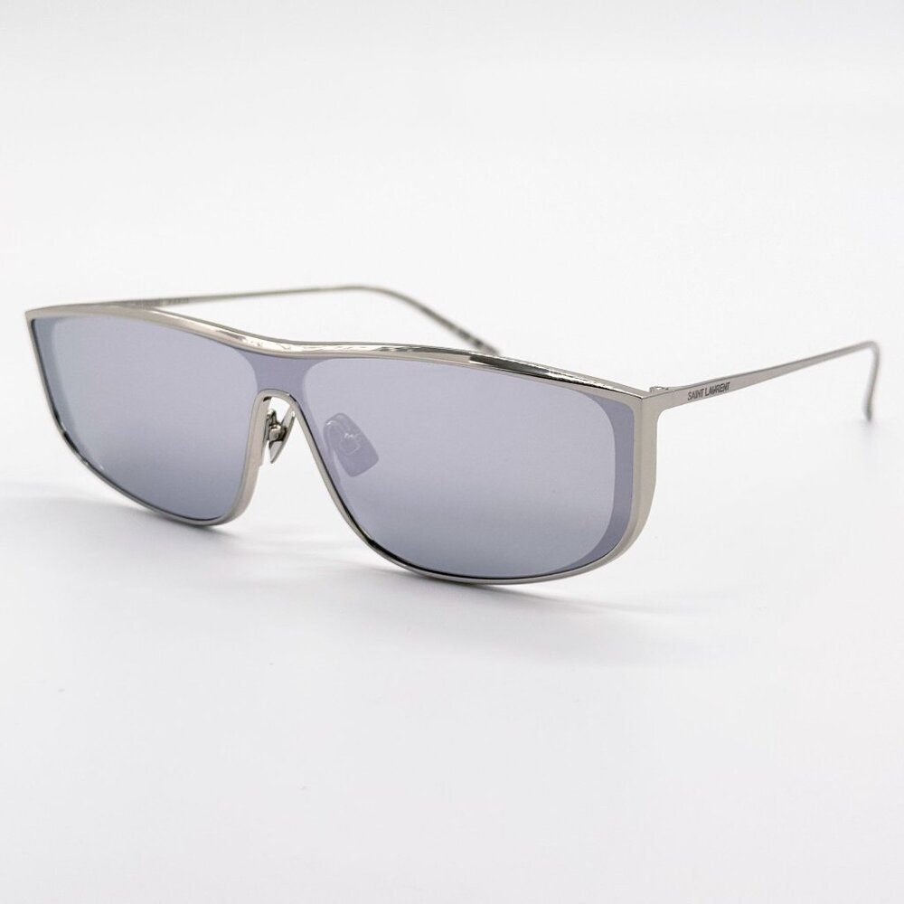 NEW SAINT LAURENT SL605 LUNA 003 SHIELD SILVER SUNGLASSES SAINT LAURENT SL 605 - Picture 3 of 11